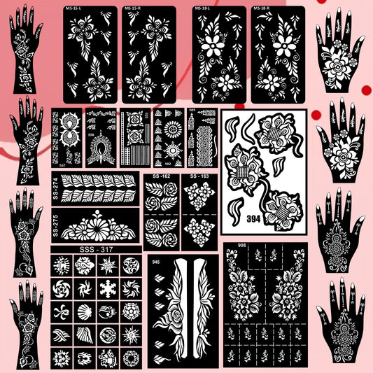 Beautiful Combo Mehndi Stencil Sticker With Stylish Design For All Occasions