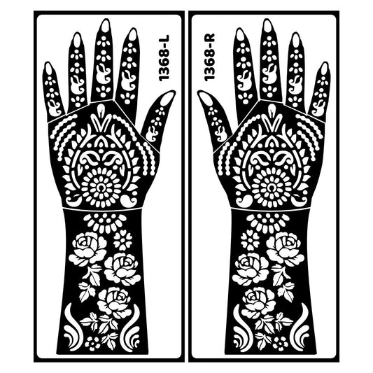 Full Palm Bridal Mehndi Stencil Sticker With Romantic Cultural Artwork Easy To Use With Instant Beautiful Design
