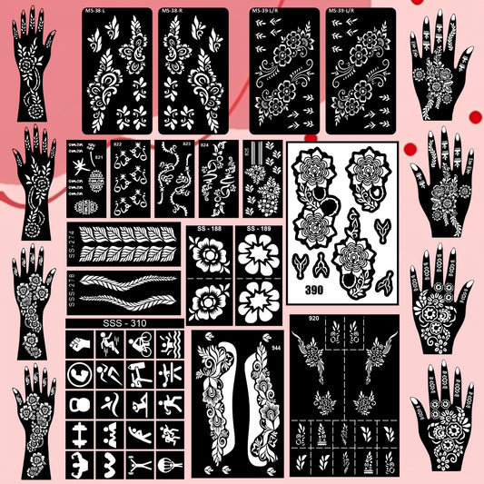 Beautiful Combo Mehndi Stencil Sticker For Back Hand And Palm