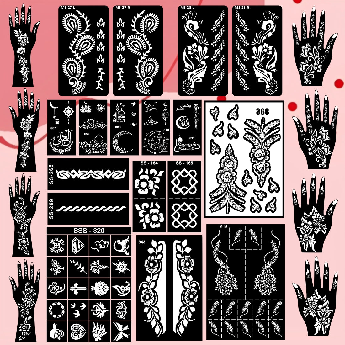 Beautiful Combo Mehndi Stencil Sticker for Memorable Occasions