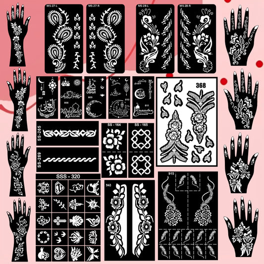 Beautiful Combo Mehndi Stencil Sticker for Memorable Occasions