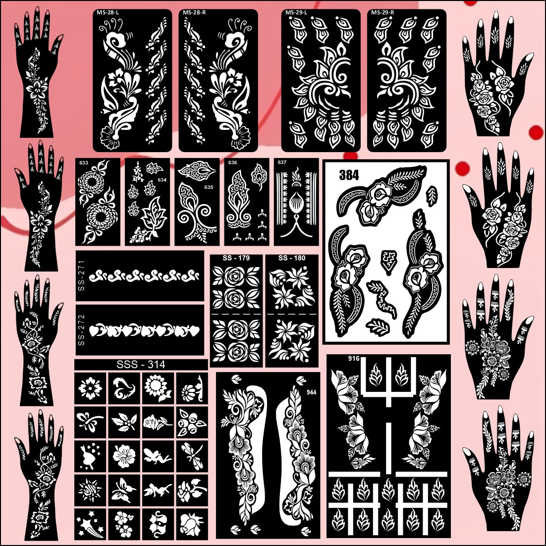 Beautiful Combo Mehndi Stencil Sticker For Every Type Female