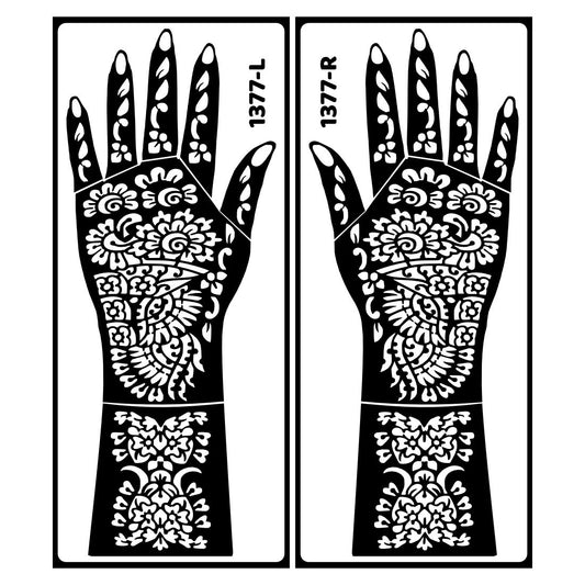 Creative Bridal Mehndi Stencil Sticker With Diamond Shapes And Floral Art Easy To Use With Instant Beautiful Design