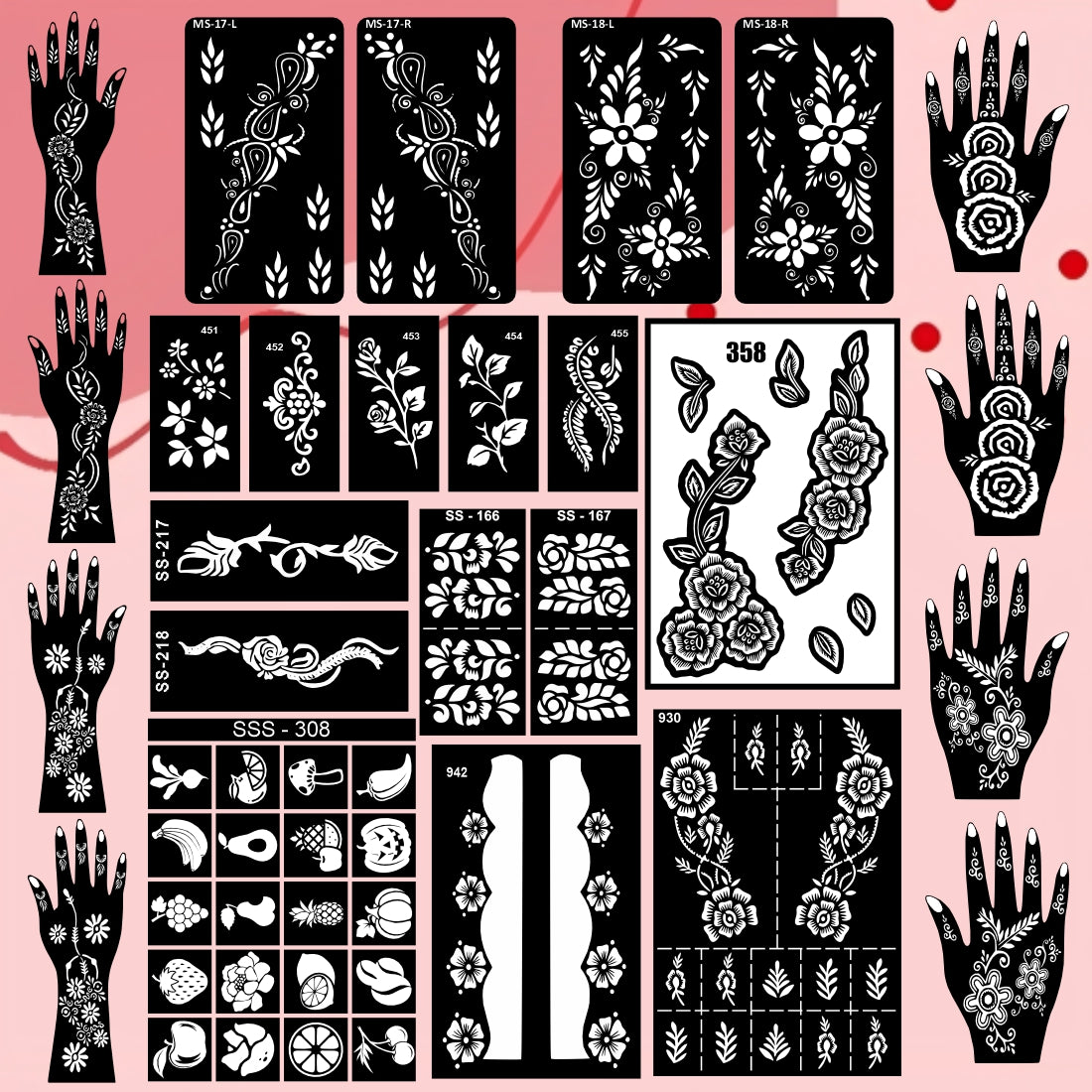 Beautiful Combo Mehndi Stencil Sticker with Smooth & Clean For Every Event