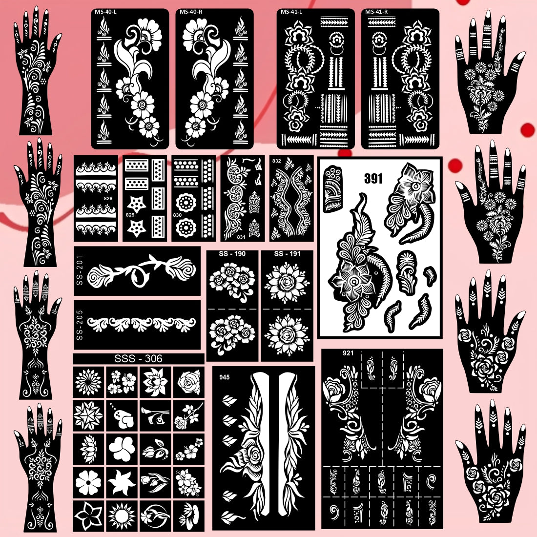 Beautiful Combo Mehndi Stencil Sticker With Special Occasion For Women & Girls