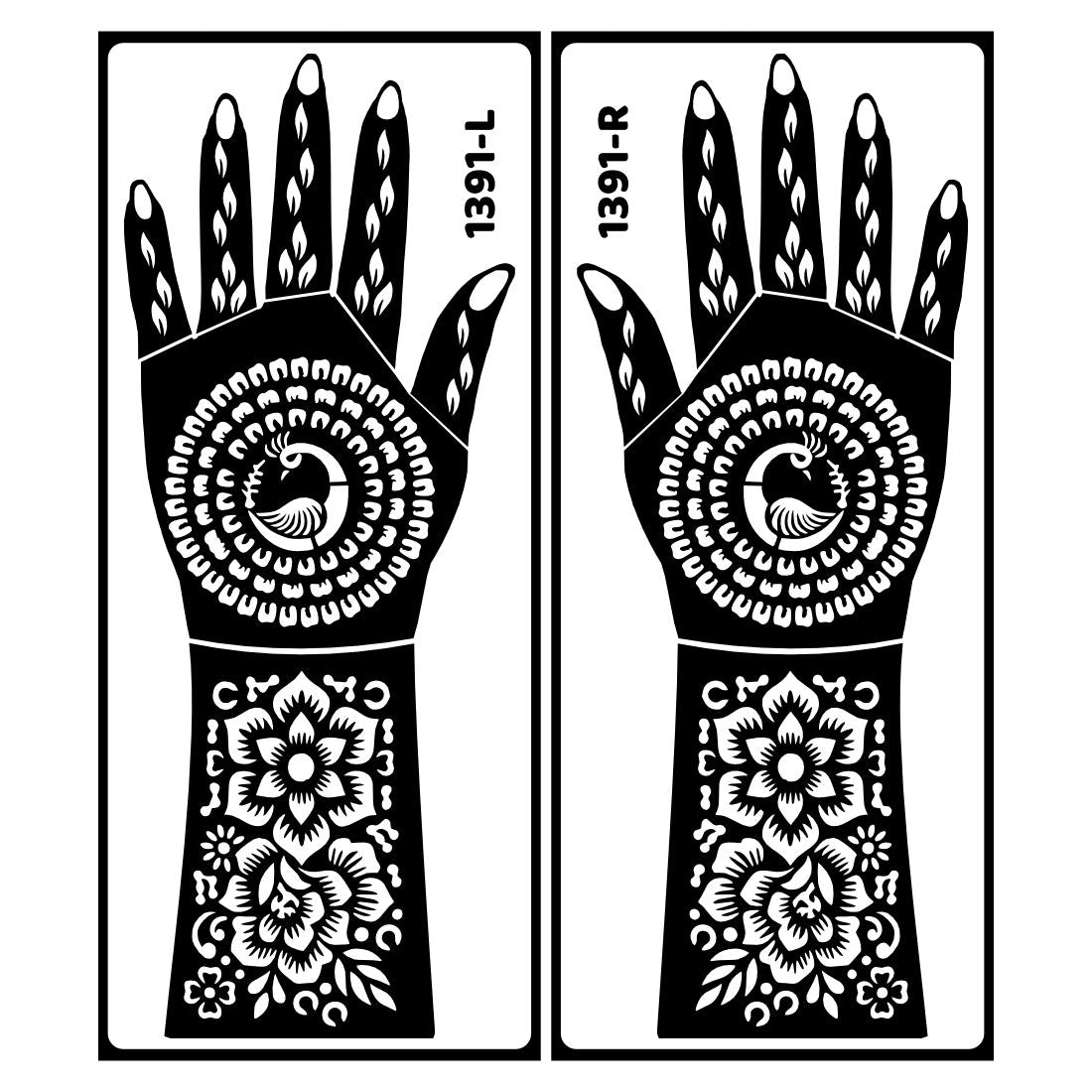 Romantic Couple Bridal Mehndi Stencil Sticker For Palm And Back Hand Use Easy To Use With Instant Beautiful Design