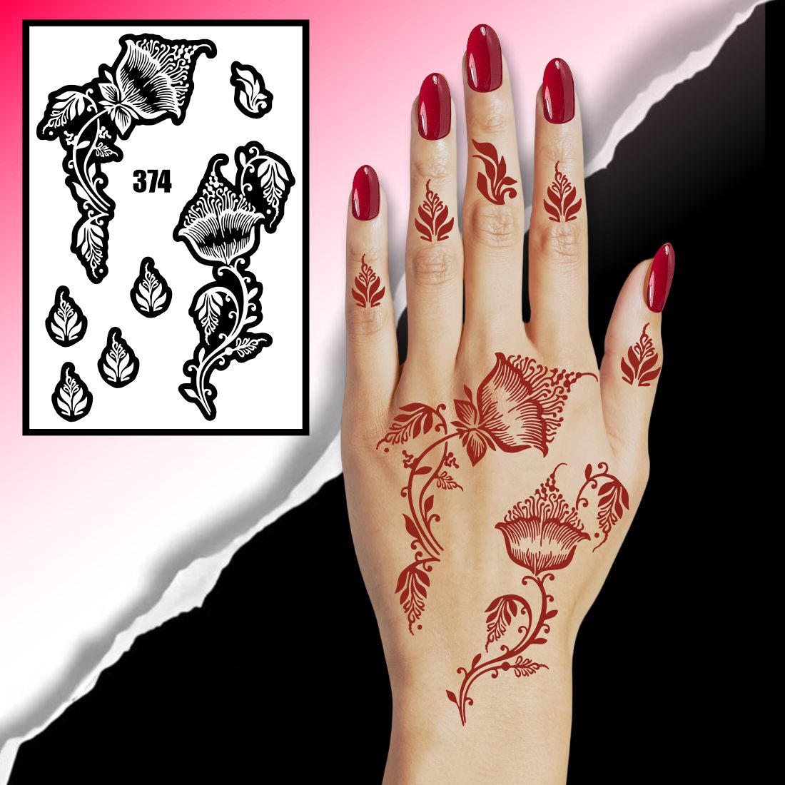 Traditional Circular Mehndi Stencil With Paisley & Leaf Motifs For Hands