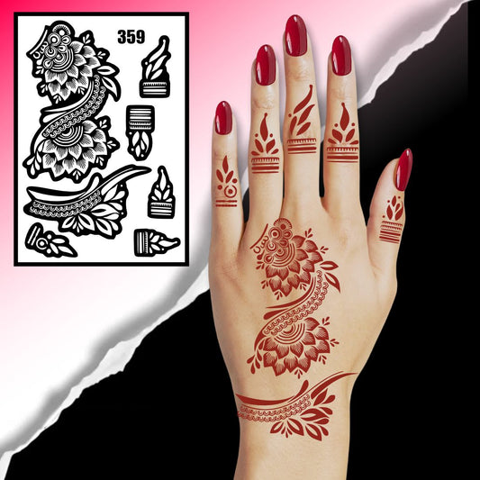 Graceful Leaf & Petal Mehndi Stencil For Weddings, Festivals & Special Events