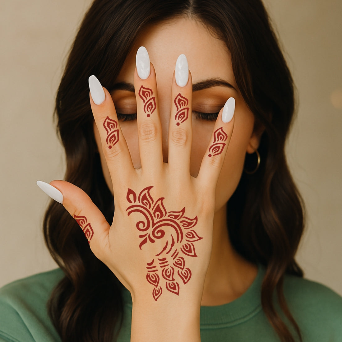 Beautiful Heart and Leaf Great for All Occasions and Easy to Use Stencil Mehndi Sticker One Set For Each Hand