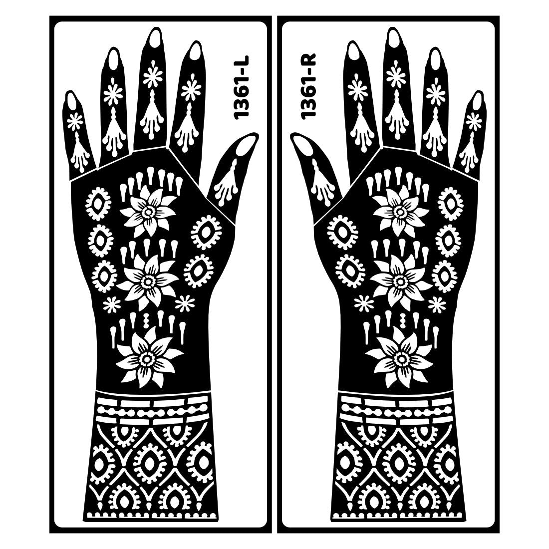 Peacock And Floral Combination Bridal Mehndi Stencil Sticker For Hands Easy To Use With Instant Beautiful Design