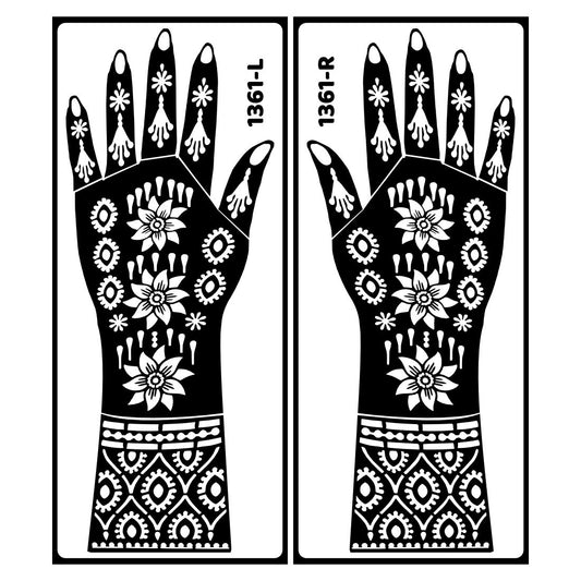 Peacock And Floral Combination Bridal Mehndi Stencil Sticker For Hands Easy To Use With Instant Beautiful Design