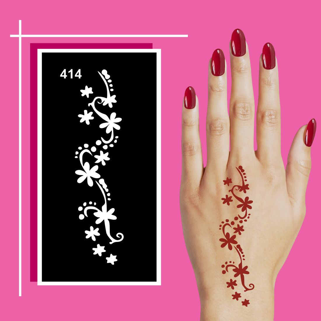 Classic Mehndi Patterns with Floral and Leafy Designs Stencil For Kids & Adults Both Sticker