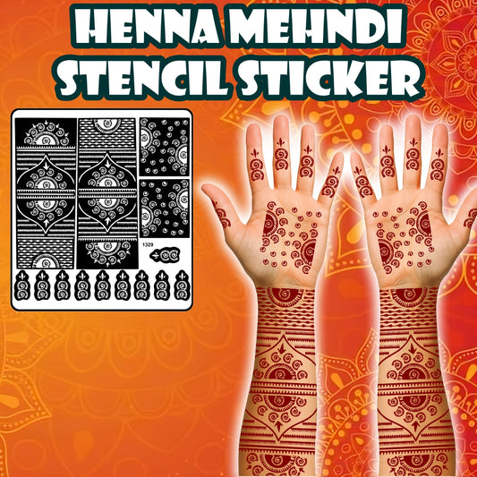 Traditional Spiral Mehndi Stencil Sticker With Unique Patterns For Hands And Fingers