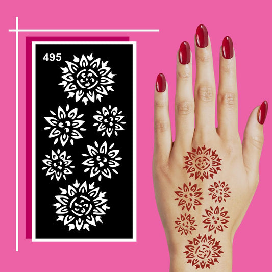Mehndi Stencil Art Sheets for Learning and Enjoying Hand Design For Kids & Adults Both Sticker