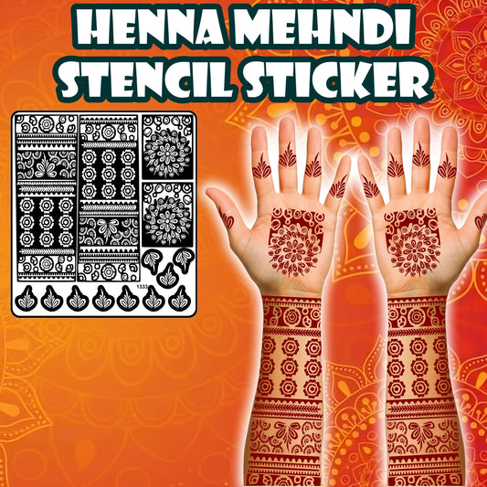 Floral And Rose Mehndi Stencil Sticker With Traditional Patterns For Hands And Fingers