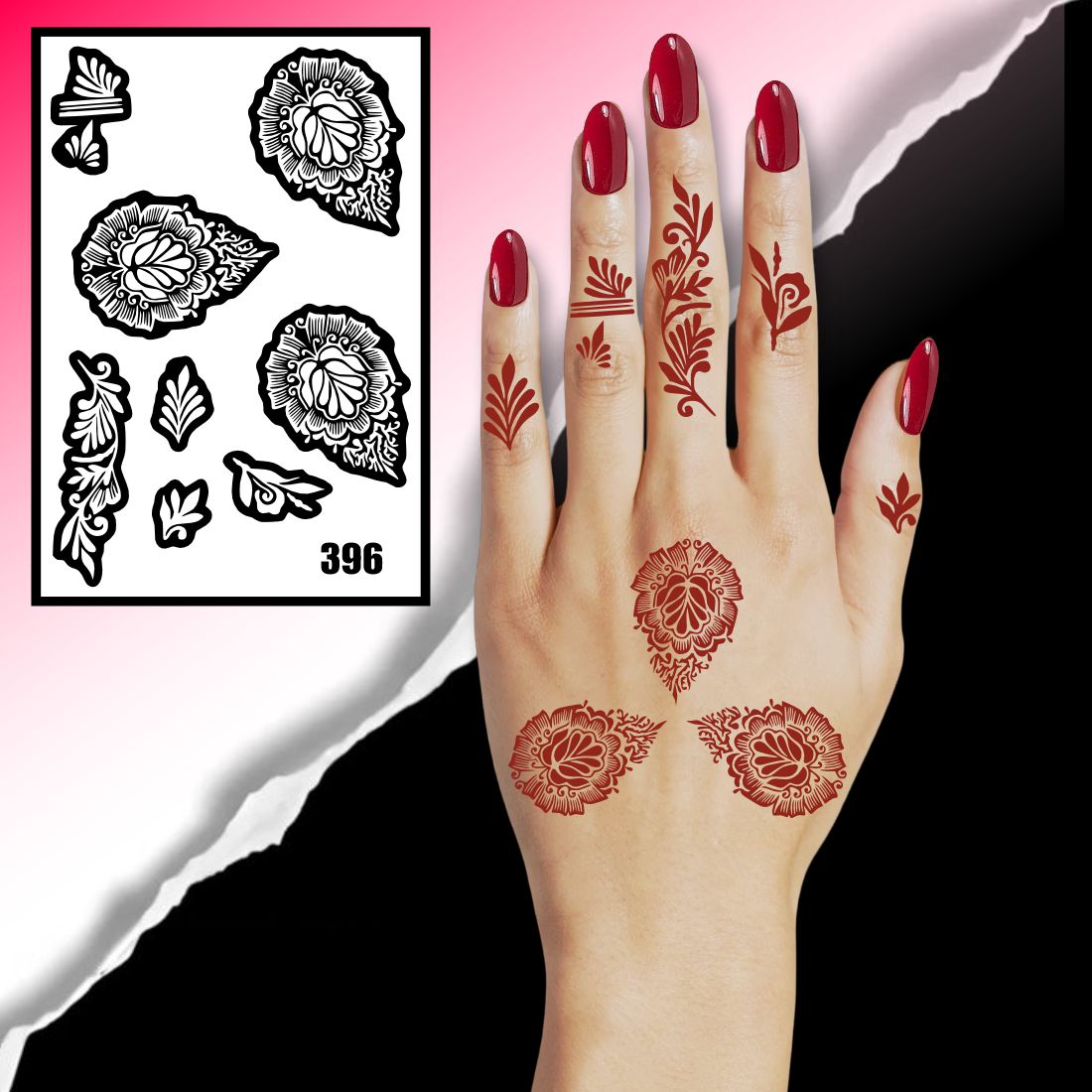 Artistic Leaf & Flower Mehndi Stencil Ideal For Traditional & Modern Designs