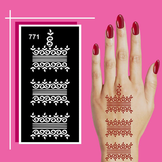Graceful Hand Mehndi Stencil Design Stickers with a Balanced Aesthetic