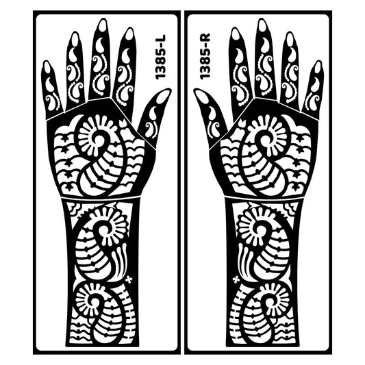 Romantic Theme Bridal Mehndi Stencil Sticker With Bride-Groom Silhouette Easy To Use With Instant Beautiful Design