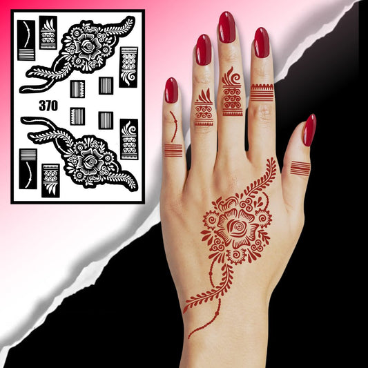 Reusable Mehndi Stencil Large Roses, Leaf Patterns, & Finger Designs