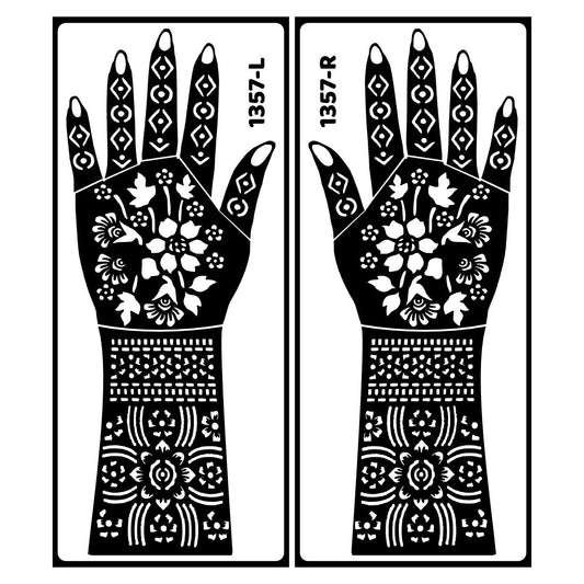 Bride And Groom Theme Mehndi Stencil Sticker For Engagement And Wedding Functions Easy To Use With Instant Beautiful Design