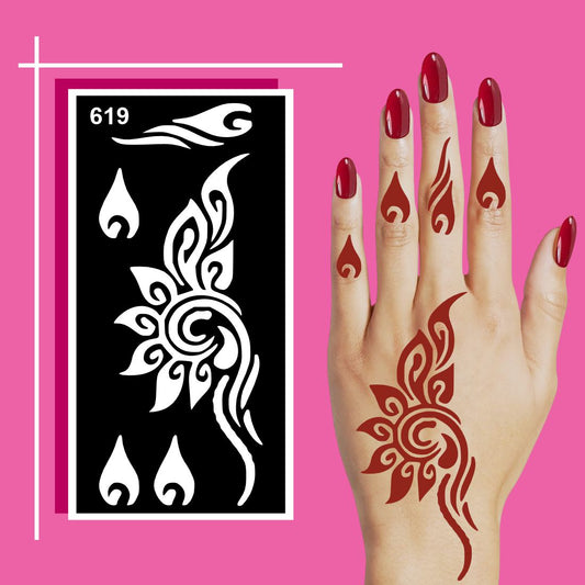 Traditional Motif Mehndi Sticker for Learning Hand Design Basics