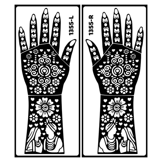 Royal Bridal Mehndi Stencil Sticker Featuring And Diamond Functions Easy To Use With Instant Beautiful Design