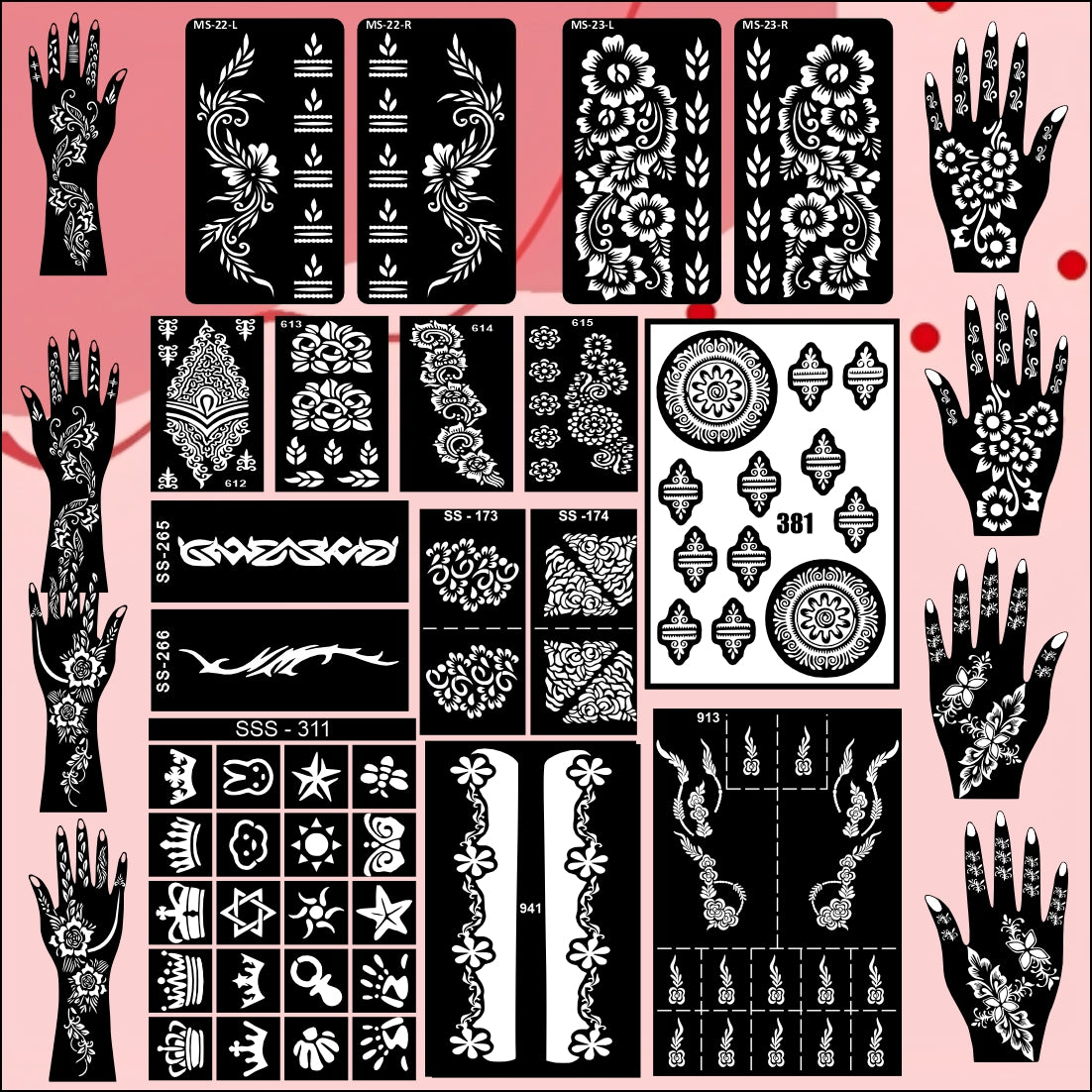 Beautiful Combo Mehndi Stencil Sticker With Smooth Design For Special Events