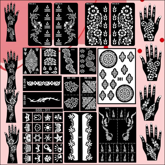 Beautiful Combo Mehndi Stencil Sticker With Smooth Design For Special Events