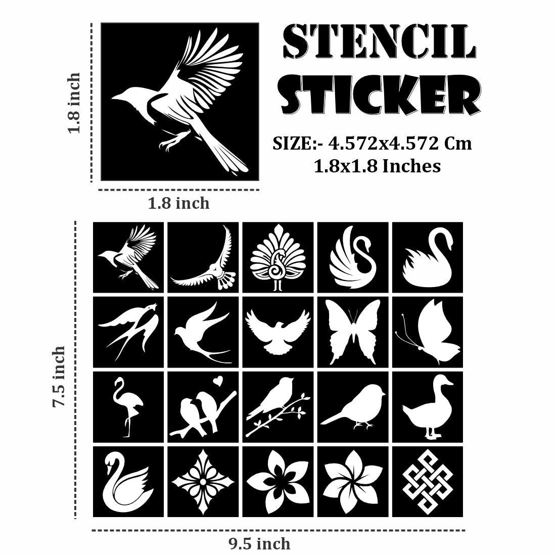 Butterfly, Flower & Multi Design Stencil Sticker For Kids Sticker |Kids can decorate notebooks, drawings, or school projects with Stencil stickers