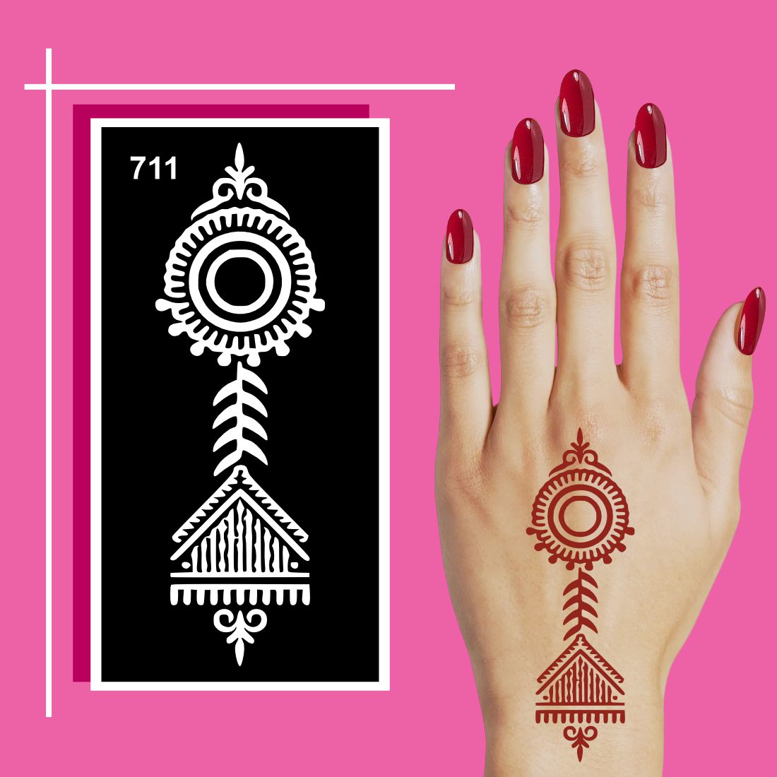 Floral Vine Mehndi Stencil Art Templates for Hands with Clean, Intricate Line Work