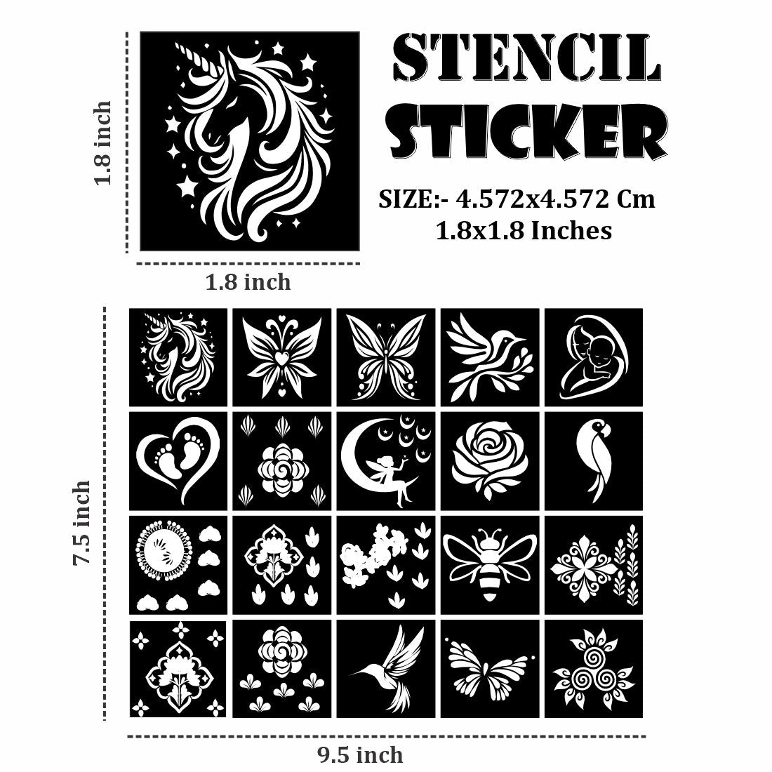 Birds, Fairy & Multi Design Stencil Sticker For Kids Sticker |Kids can decorate notebooks, drawings, or school projects with Stencil stickers