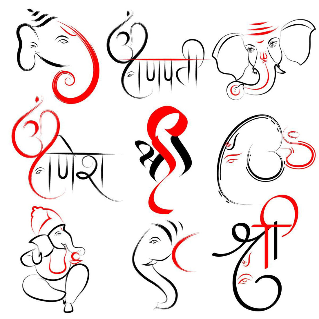 Temporary Tattoowala God Ganesh Ji 9 in 1 Temporary Tattoo for Men and Women Waterproof Sticker