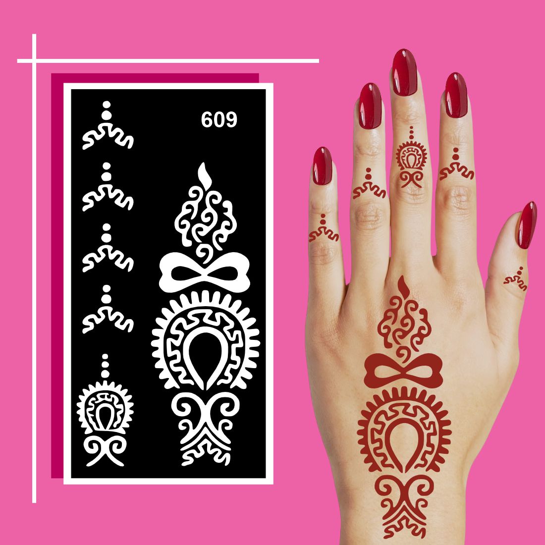 Flexible Mehndi Stencil Templates with Floral and Vine Patterns
