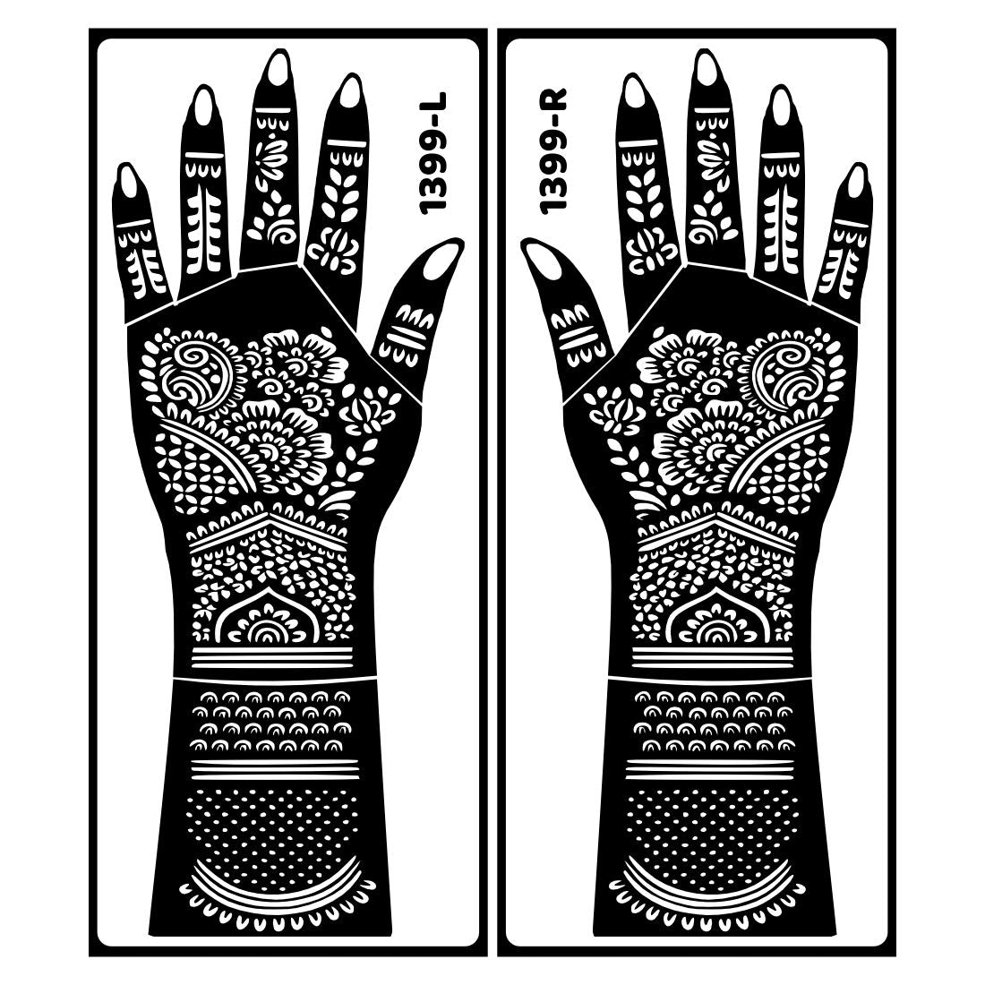 Full Palm Bridal Mehndi Stencil Sticker With Romantic Cultural Artwork Easy To Use With Instant Beautiful Design