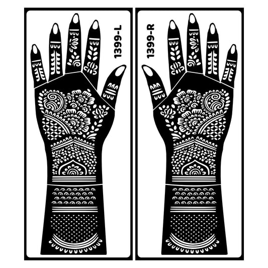 Full Palm Bridal Mehndi Stencil Sticker With Romantic Cultural Artwork Easy To Use With Instant Beautiful Design