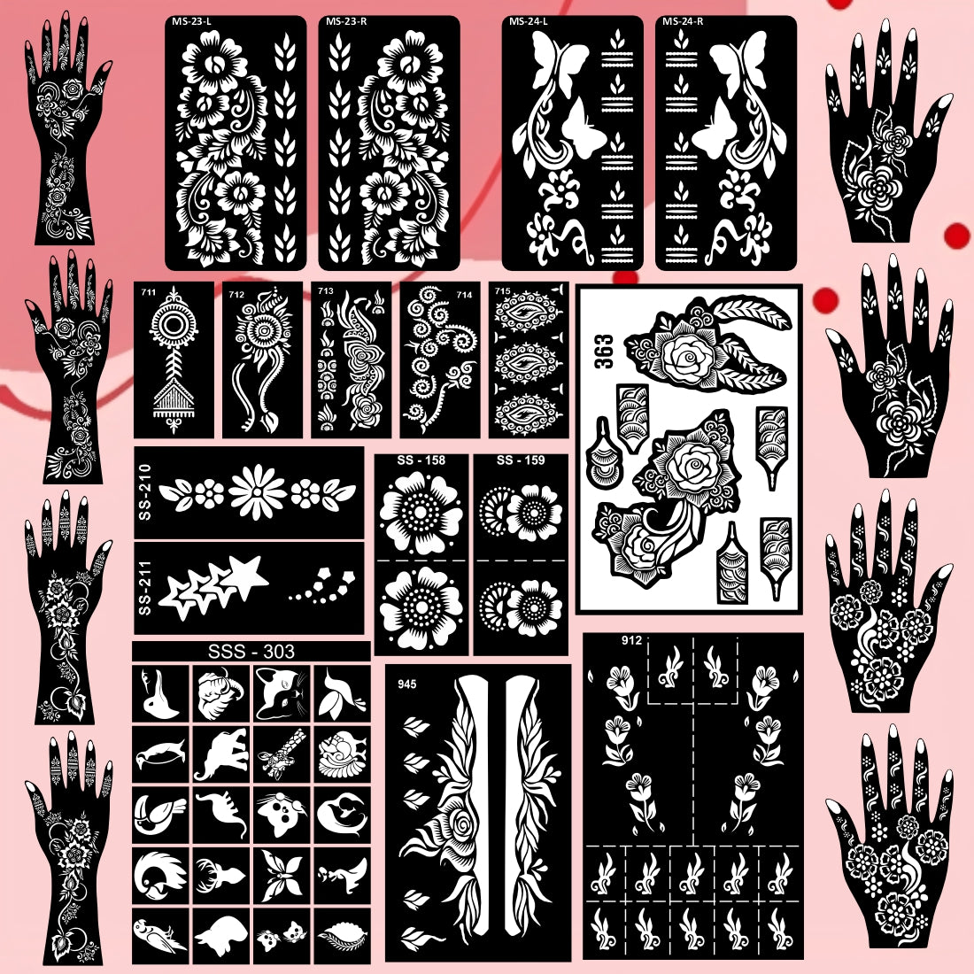 Beautiful Combo Mehndi Stencil Sticker With Clean Results For Weddings