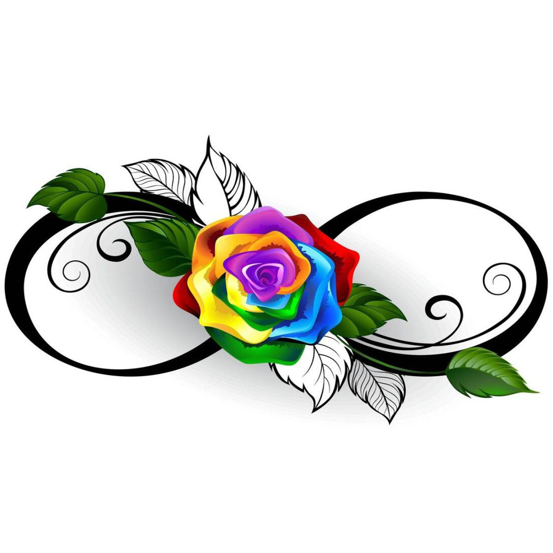 Temporary Tattoowala Colourful Rose With Infinity Temporary Tattoo for Men and Women Waterproof Sticker