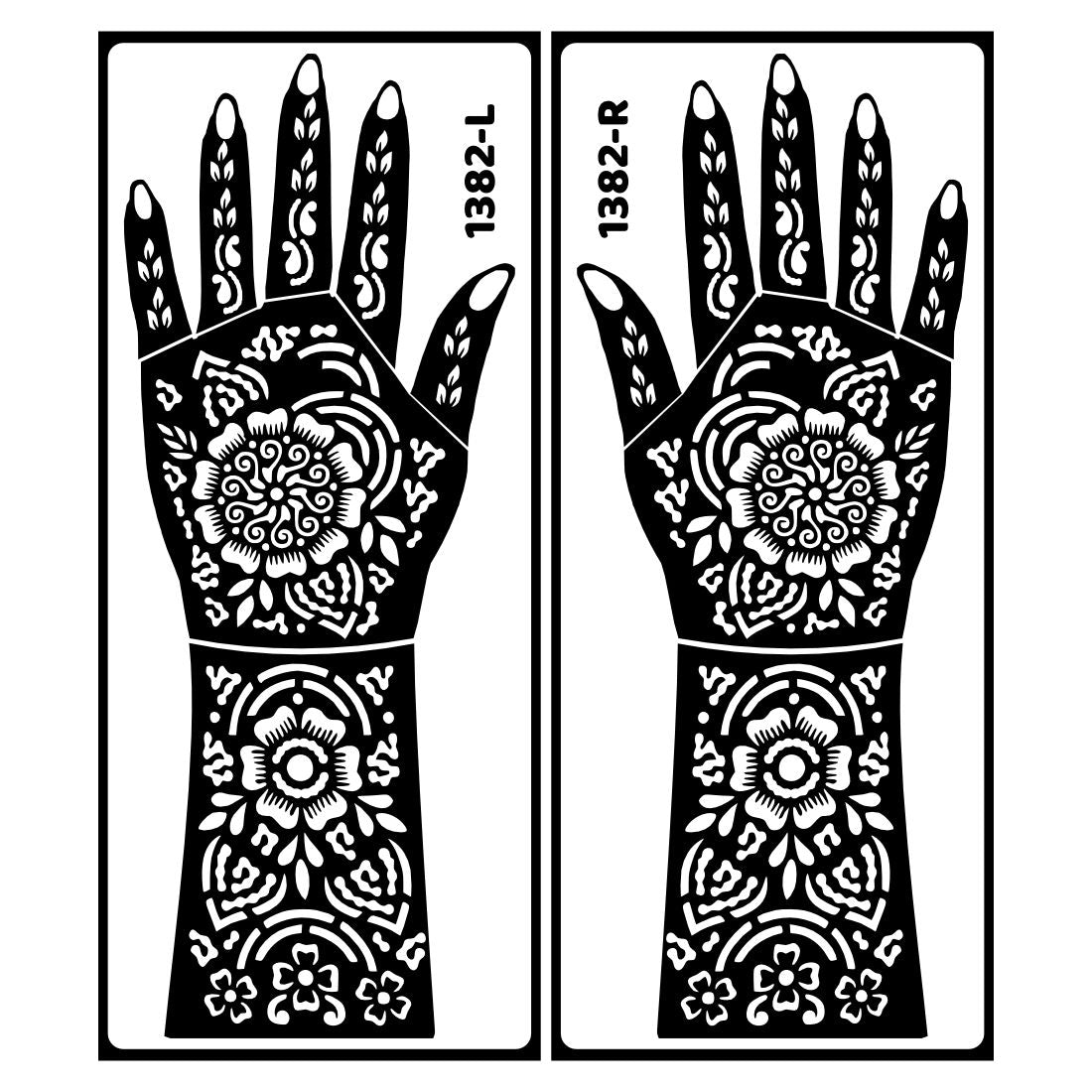 Hand And Wrist Bridal Mehndi Stencil Sticker With Classic Elements Easy To Use With Instant Beautiful Design