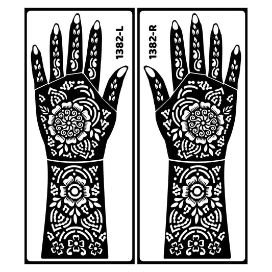 Hand And Wrist Bridal Mehndi Stencil Sticker With Classic Elements Easy To Use With Instant Beautiful Design