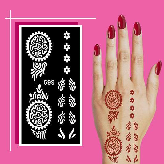 Reusable Mehndi Stencil Patterns for Quick and Easy Hand Application