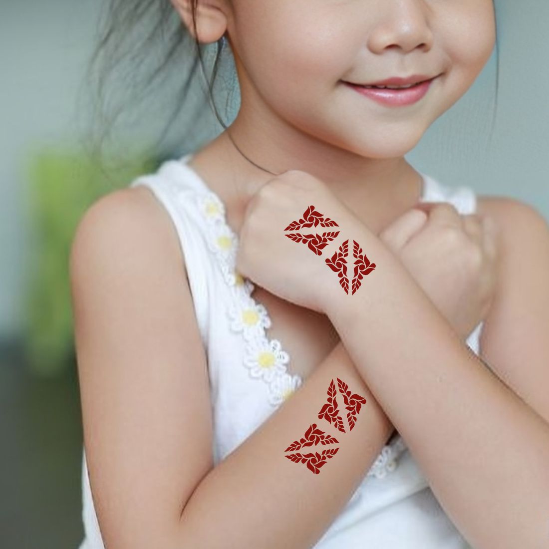 Flower And Leaf Design Small Mehndi stencil Sticker For Kids Boys And Girls Stencil Sticker