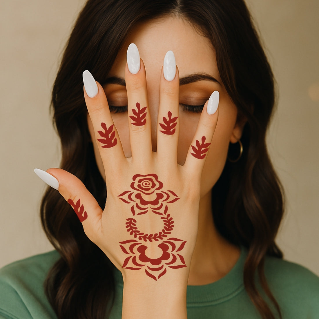 Elegant Henna Stencil Mehndi Sticker With Modern Patterns One Set For Each Hand