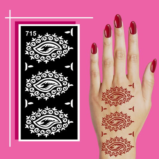 Henna Art Stencil Sticker Pack with Bold, Curvy, and Swirl Patterns for Creative Use