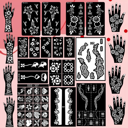 Beautiful Combo Mehndi Stencil Sticker With Unique Styles For Traditional Look