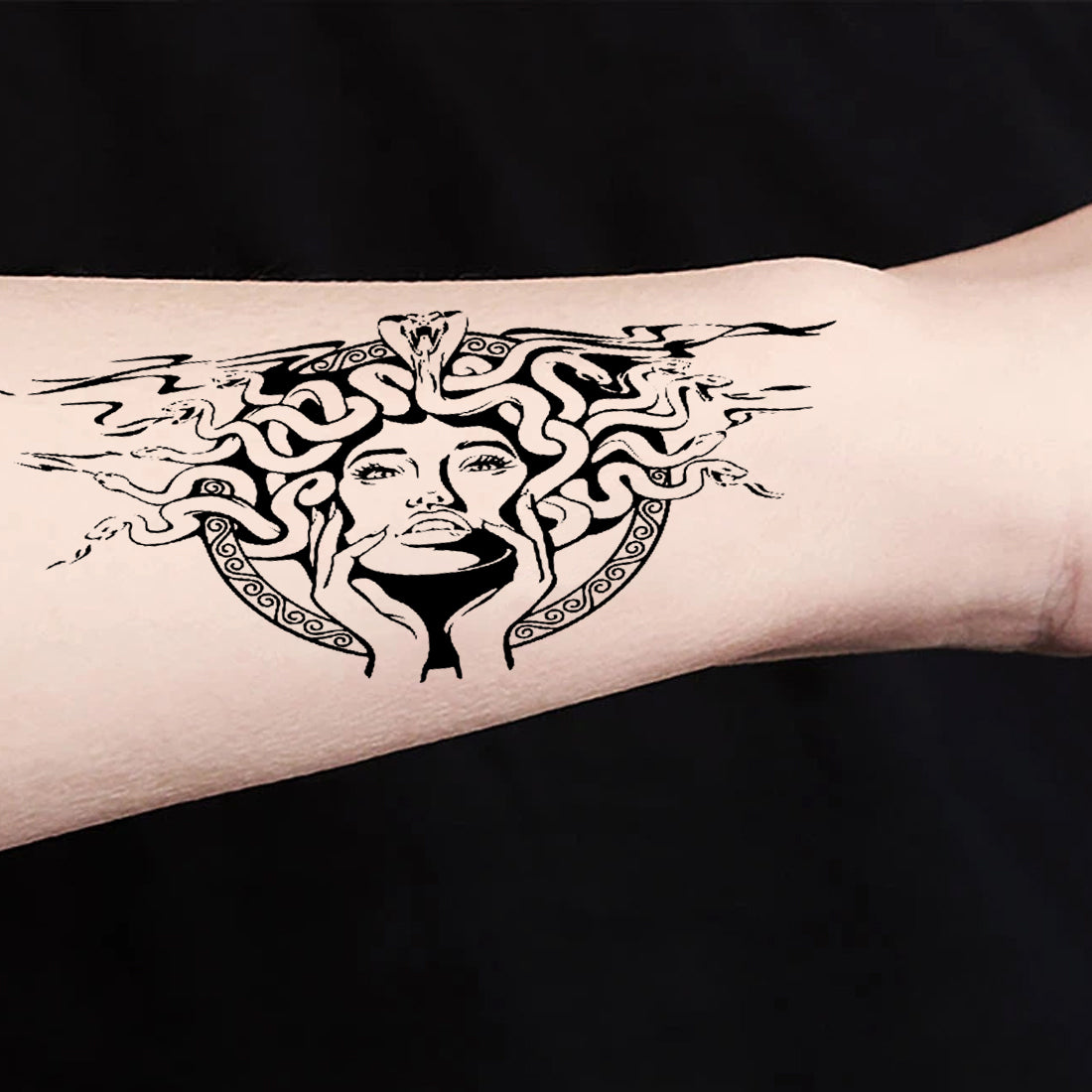 New Girl With Snake Temporary Tattoo For Men and Woman