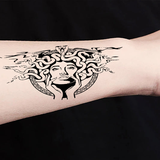 New Girl With Snake Temporary Tattoo For Men and Woman