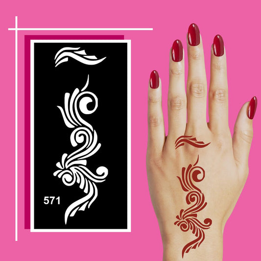 Graceful Hand Mehndi Stencil Design Stickers with a Balanced Aesthetic