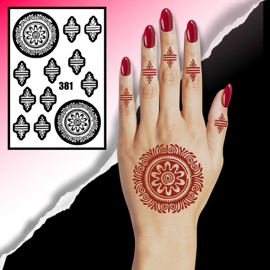 Creative Floral Mehndi Stencil Bold Roses And Artistic Finger Design Elements