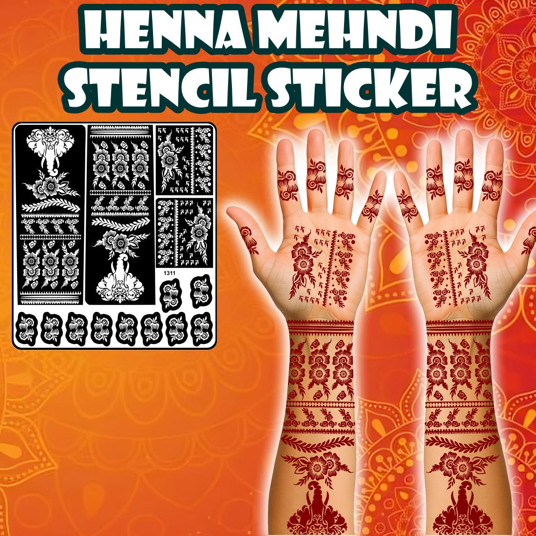 Bride Trending Design And Flower Mehndi Stencil Sticker With Traditional & Full Hand With Easy Apply