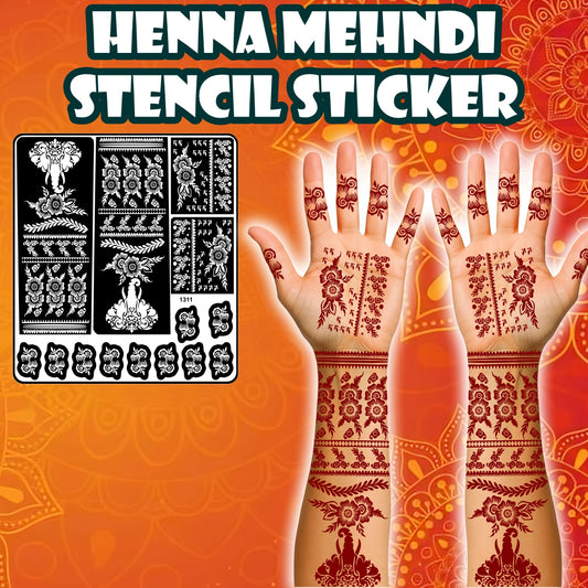 Bride Trending Design And Flower Mehndi Stencil Sticker With Traditional & Full Hand With Easy Apply